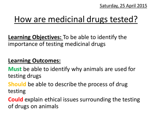 How are medicinal drugs tested?