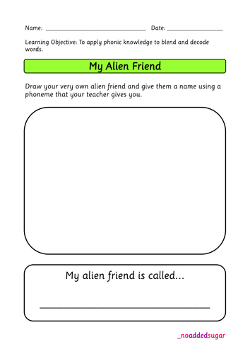 Phonics Screening Practice - Pseudo (fake/nonsense) words - Alien Resource Pack