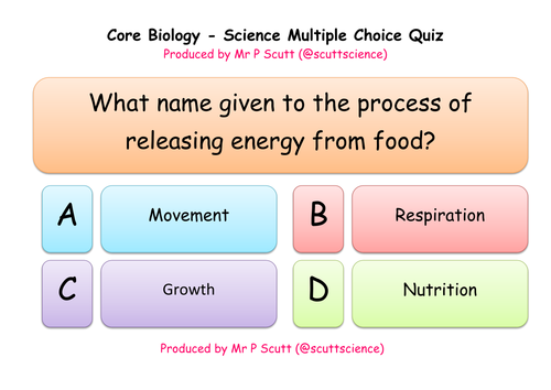 Core Biology (B1) Revision Multiple choice quiz