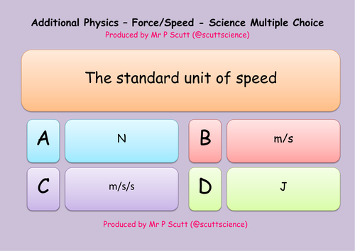 Speed and forces multiple choice quiz