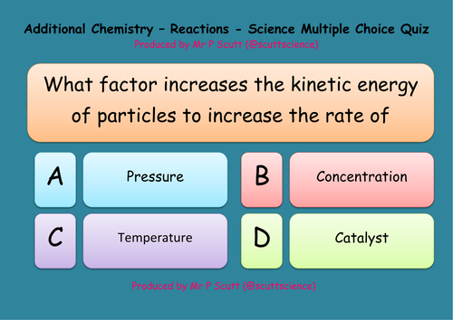 Chemical reactions multiple choice quiz