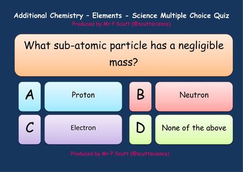 Atoms & Elements multiple choice quiz
