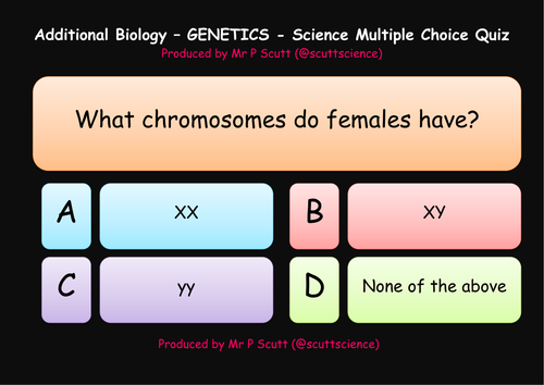 Genetics multiple choice quiz
