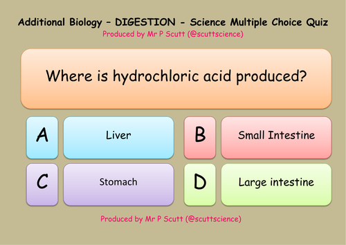 Digestion multiple choice quiz