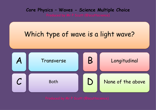 Physics Waves Multiple Choice Quiz Teaching Resources 0109