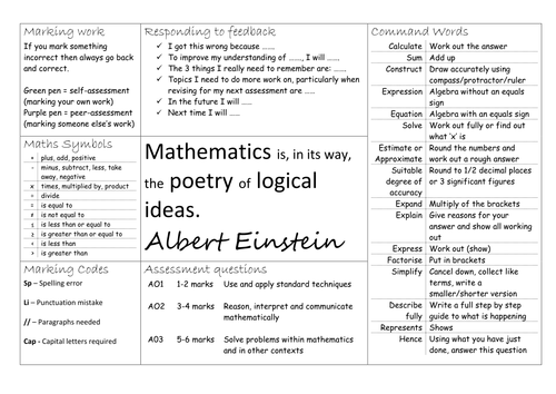 Mathematics Marking and Literacy Mat