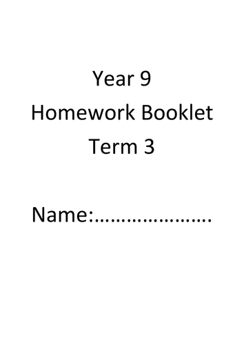 Year 9 Foundation Homework Booklet