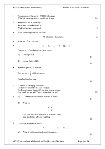 IGCSE Mathematics - Numbers Revision