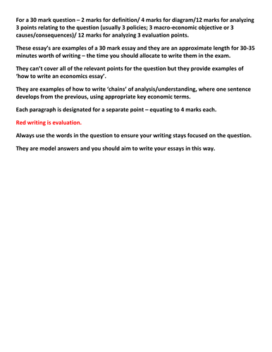 AS Macro Economics Essay Exemplars.