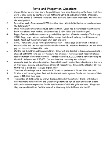 Ratio and proportion GCSE Higher with answers