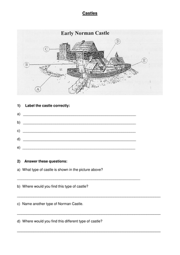 Motte and Bailey Castle Worksheet