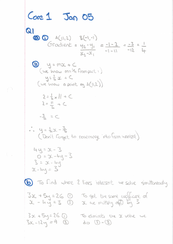 AQA A Level Maths Core 1 - Worked Solutions to Past Exam Papers