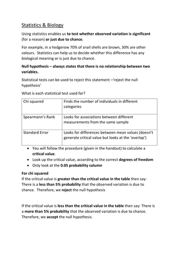 Statistics in Biology 