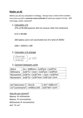 Maths for AS Biology AQA