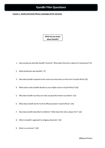 Gandhi Film Structured Activities and Comprehension Questions