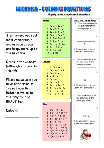 Solving Equations | Teaching Resources