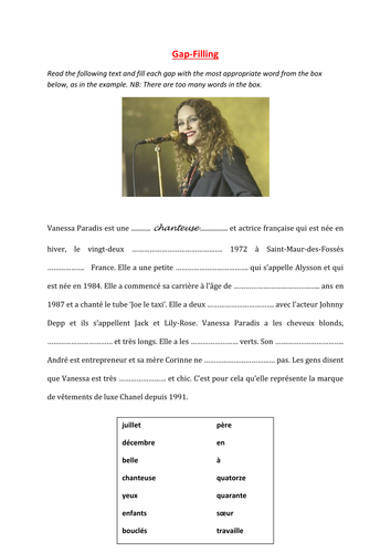 Gap Filling Vanessa Paradis