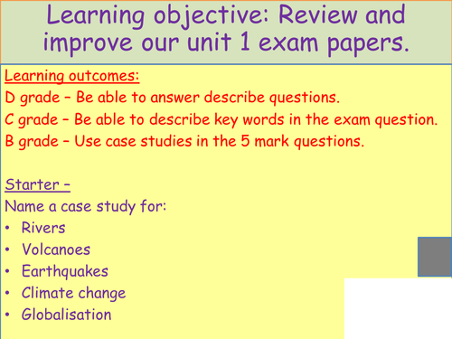 WJEC GCSE Geography  2012, unit 1, foundation review