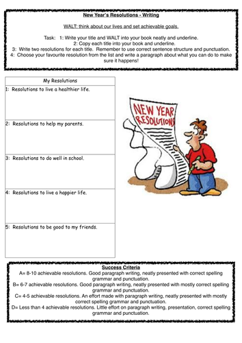 grade for 1 worksheet writing by Resolutions New floosiehuntley Worksheet Year