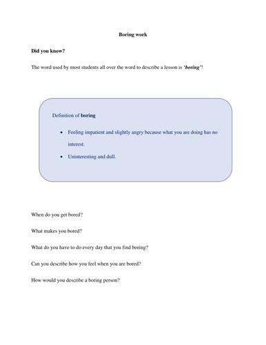 IB English B: Boring Work