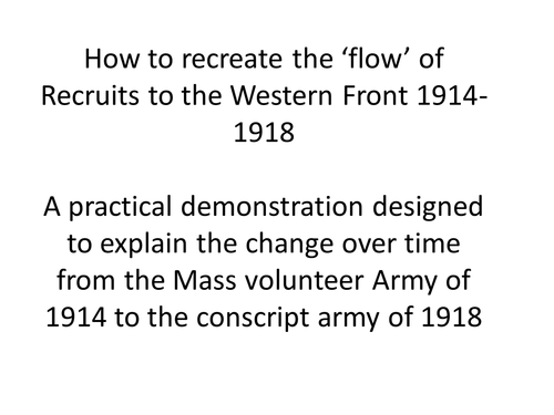 WW1-Recruitment and Conscription - recreating the 'flow' of recruits over time 1914-1918