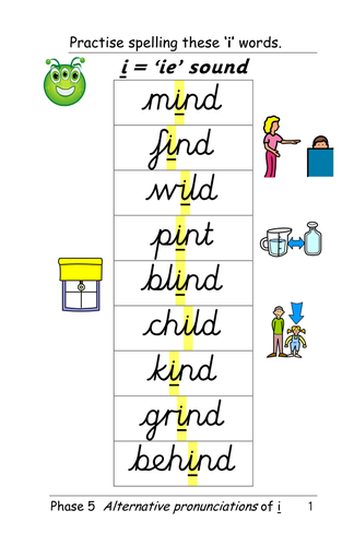 Phase 5 alternative pronunciation of the letter i: [as in find and wild] cards and presentation