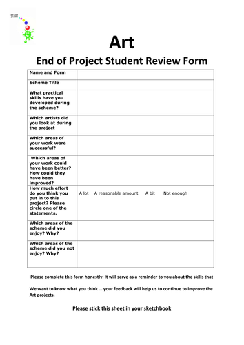 End of Art Project Student Feedback Form. Updated