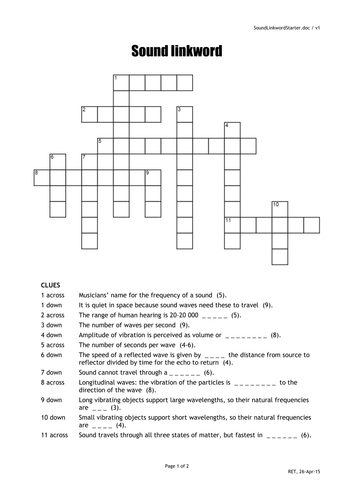 for senses worksheets kindergarten free 5 by quick oums0030 Sound starter crossword activity