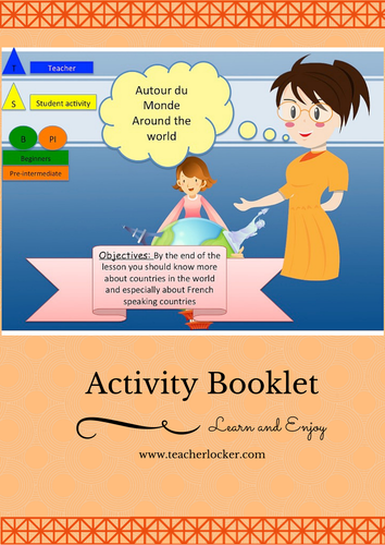 World Country in French Lesson + Booklet (No prep)  / Les pays du monde en français Leçon + activité
