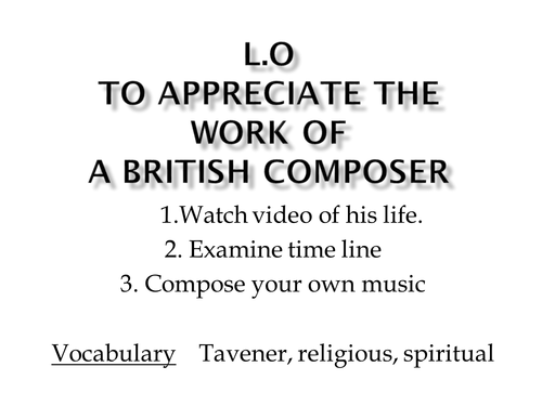 A British composer .  Sir John Tavener. A collection of ideas