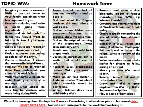 primary homework help world war two