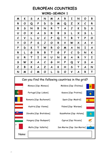 european-countries-word-search-teaching-resources