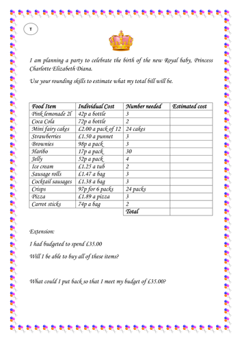 Royal Baby Charlotte - Estimating money