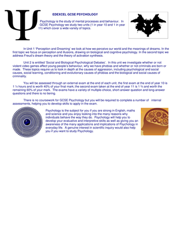 GCSE PSYCHOLOGY: PERCEPTION