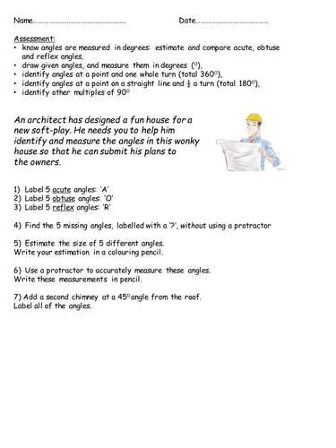 Year 5 Maths Assessment: angles on a wonky house