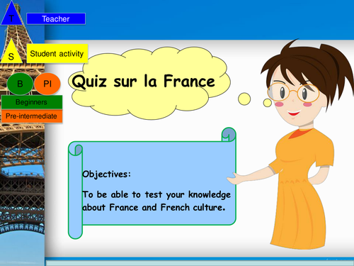 General culture French Quiz Powerpoint and student booklet / Quiz culture general en francais