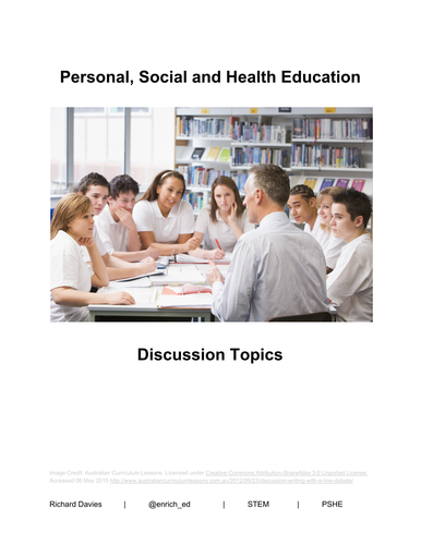 PSHE Stimuli for discussion topics