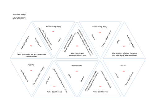 3 GCSE Additional Biology Matching Triangles Games.- Set 2
