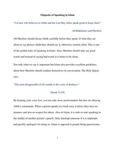 Etiquette of speaking in Islam