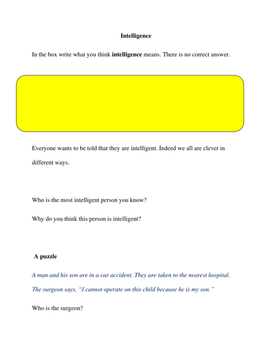 IB Engish B: What is Intelligence?