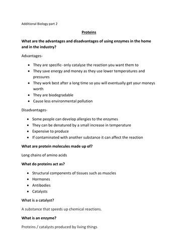 AQA Additional science revision notes part 2 