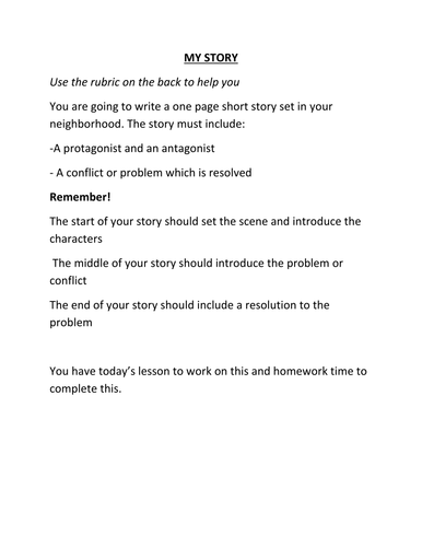 My Story: Writing your own short story