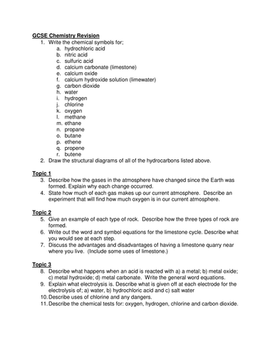 C1 Edexcel Chemistry Revision Questions