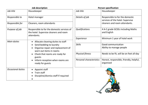 job application form teaching for applying and studies: job person description Business specification