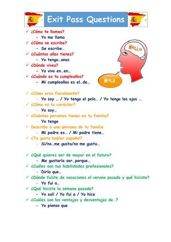 Exit pass questions in French and Spanish