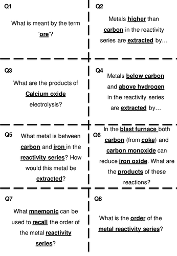 Metals C1.3 GCSE revision flashcards x16