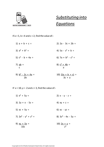 Algebra Worksheets | Teaching Resources