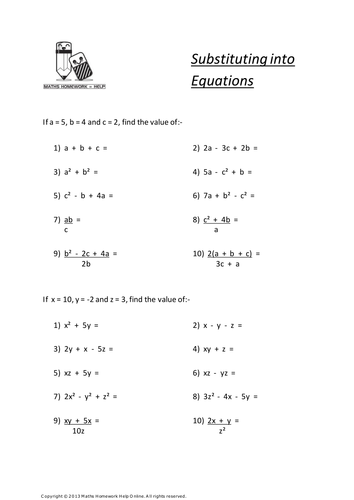 algebra worksheets teaching resources