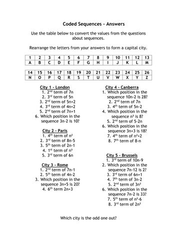 Coded Sequences - Capital Cities