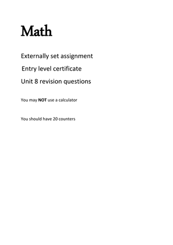 Entry level certificate maths unit 8